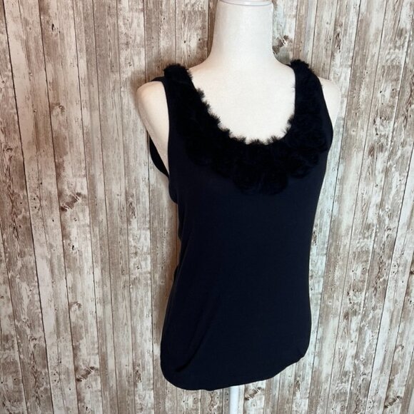 Tommy Hilfiger Navy Blue Tank Shirt with Fabric Rosettes size Large - Picture 2 of 5